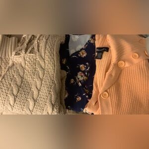 LC Lauren Conrad Cream and Peach Sweaters
